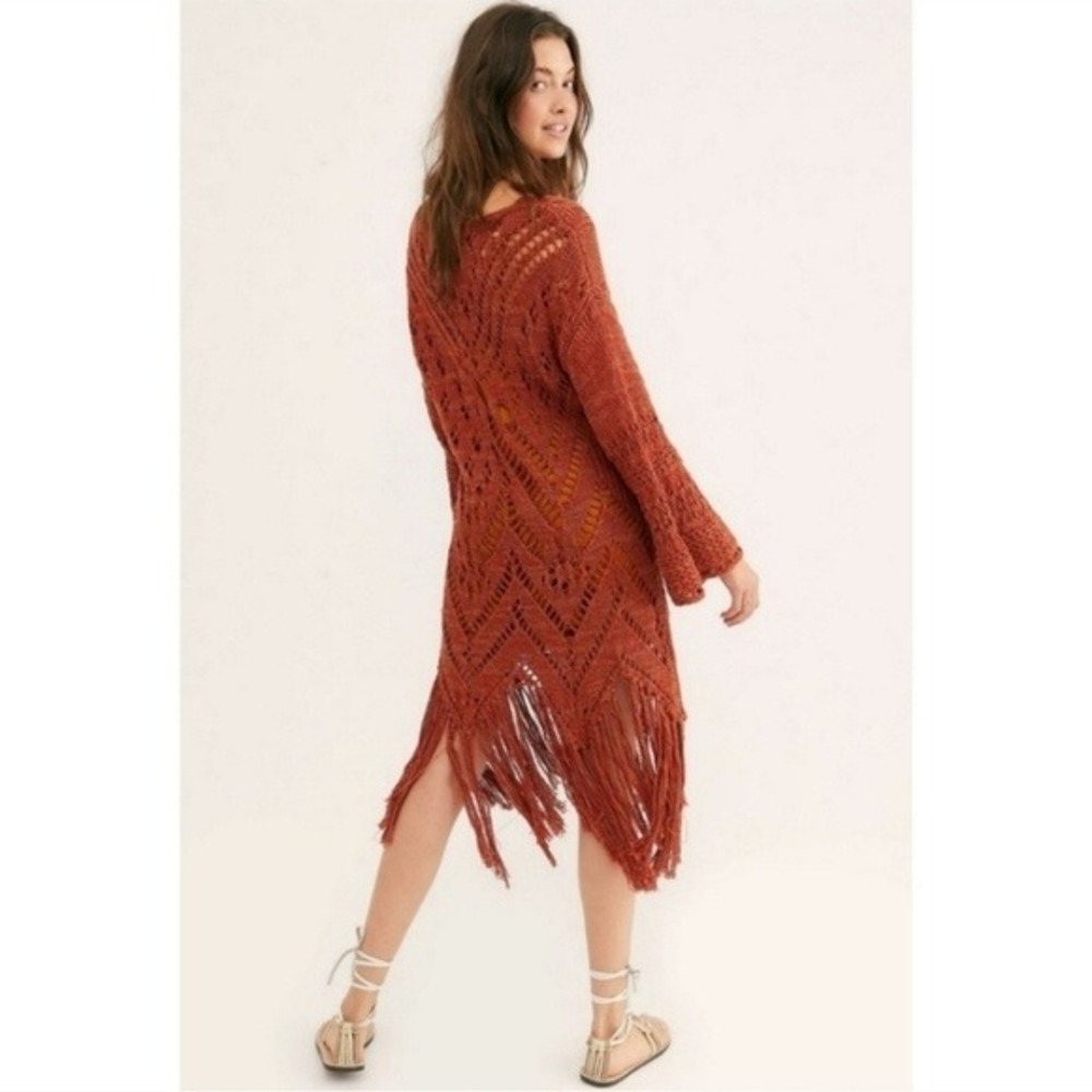Free People | Constellation Crochet Fringe Tunic Mars Dust NWT Size XS - Picture 3 of 11